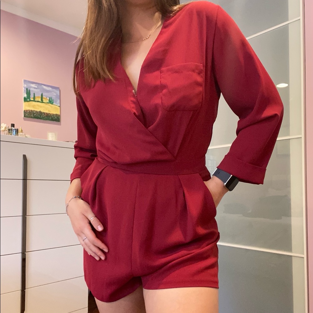 TOPSHOP wine red romper
